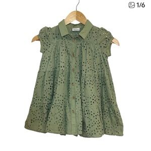 Girl’s Green Eyelet Boutique Dress, NWOT, 5